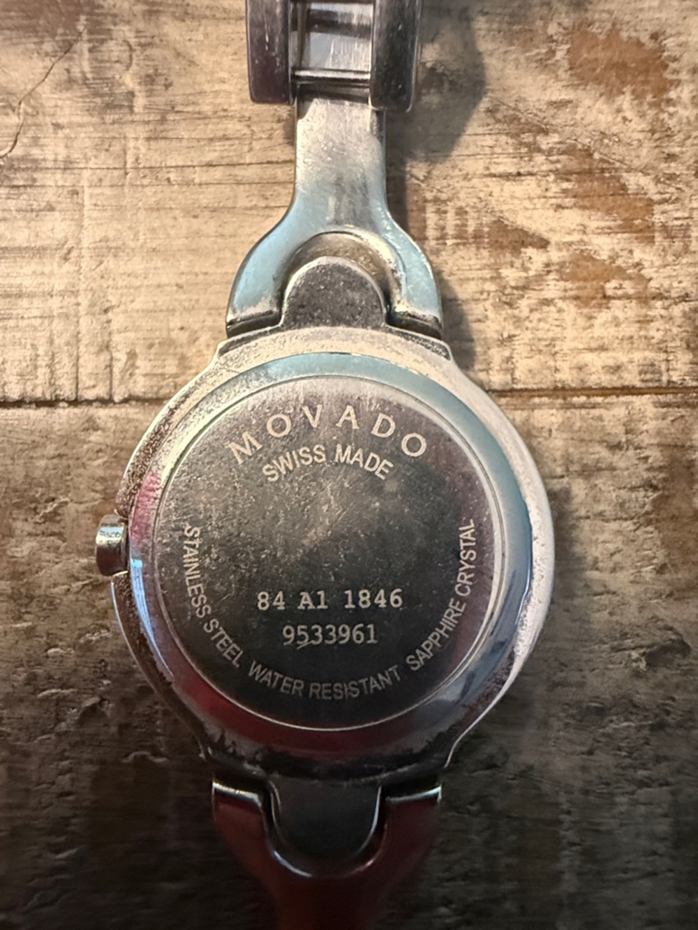 Movado Silver Bracelet Watch with Pink Sunburst Dial - Picture 3 of 3
